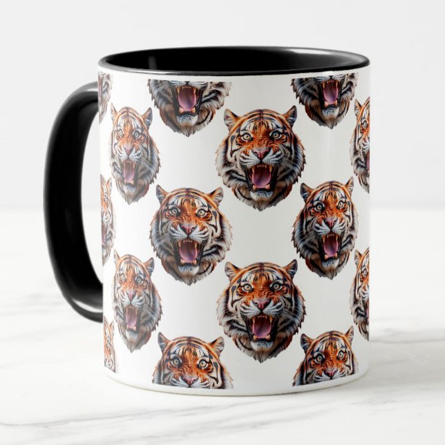 Tigerkopf-Musterdesign - Weiß   Tasse (Von Creator hochgeladen)