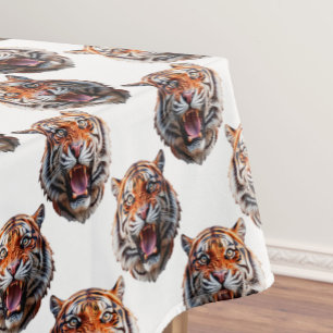 Tigerkopf-Musterdesign - Weiß Tischdecke