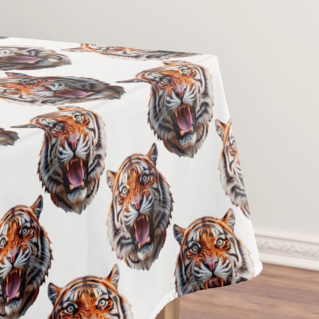 Tigerkopf-Musterdesign - Weiß   Tischdecke (Von Creator hochgeladen)