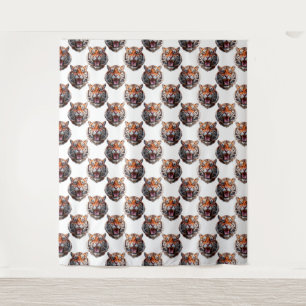Tigerkopf-Musterdesign - Weiß   Wandteppich
