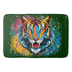 Tigerkopf-Regenbogenfarben-Farbflecken Badematte