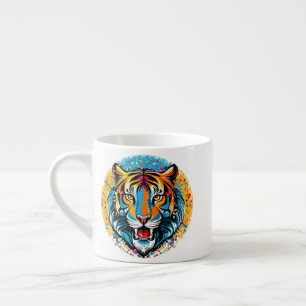 Tigerkopf-Regenbogenfarben-Farbflecken Espressotasse