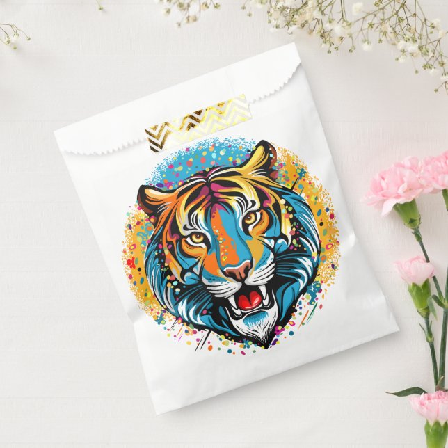 Tigerkopf-Regenbogenfarben-Farbflecken Geschenktütchen (Versiegelt)