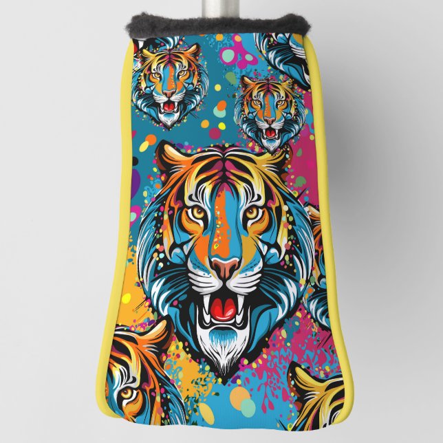 Tigerkopf-Regenbogenfarben-Farbflecken Golf Headcover (Rotieren 90)