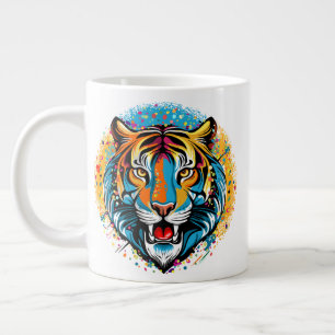 Tigerkopf-Regenbogenfarben-Farbflecken Jumbo-Tasse