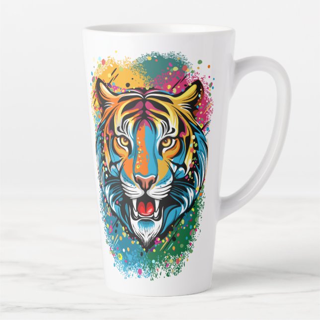 Tigerkopf-Regenbogenfarben-Farbflecken Milchtasse (Rechts)