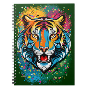Tigerkopf-Regenbogenfarben-Farbflecken Notizblock