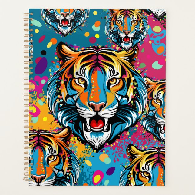 Tigerkopf-Regenbogenfarben-Farbflecken Planer (Vorderseite)