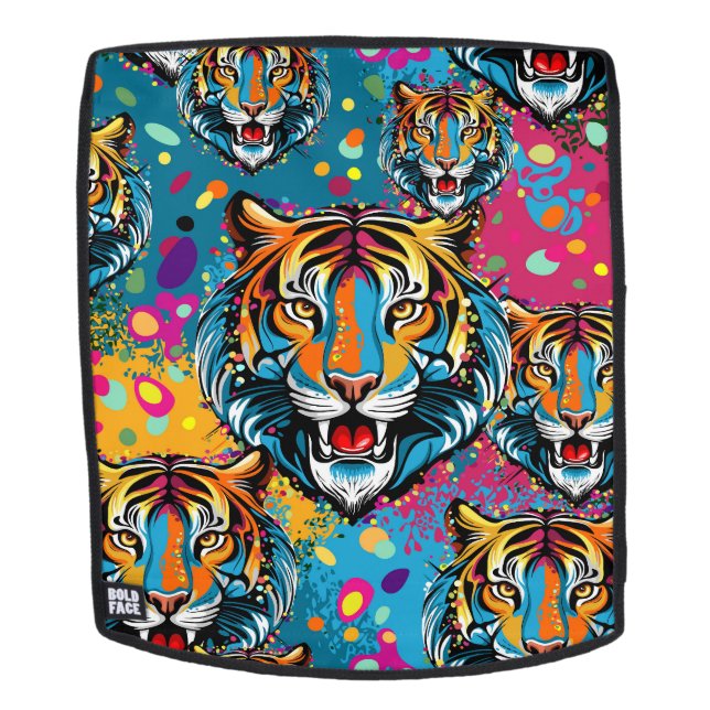 Tigerkopf-Regenbogenfarben-Farbflecken Rucksack (Abnehmbare Front)