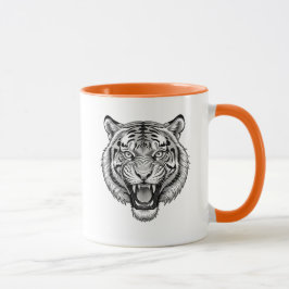 Tigerkopf? Schwarz-weiß. Tasse
