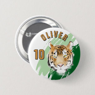 Tigerkopf-Wasserfarbe-Namens-Geburtstagsfeier Button