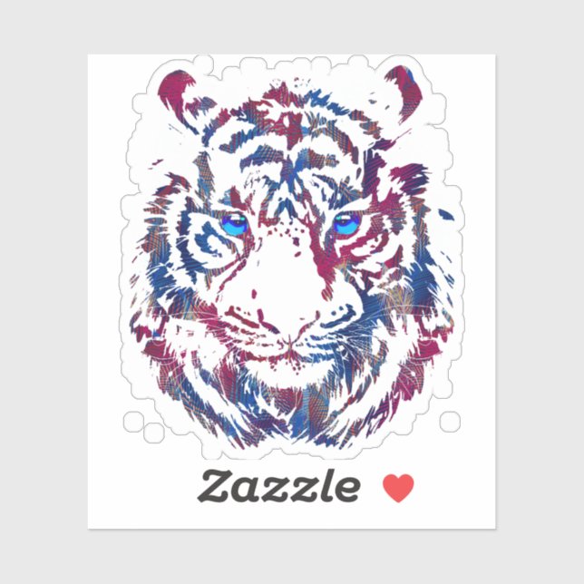 Tigerkopfaufkleber - Retro Tiger Sticker (Blatt)