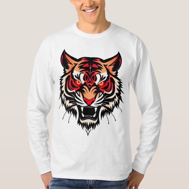 Tigerkopfillustrierung T-Shirt (Vorderseite)