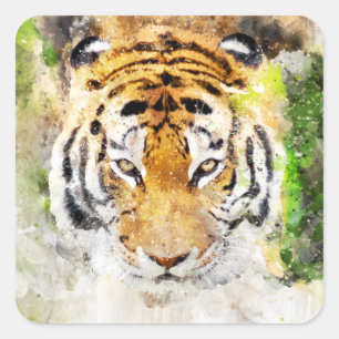 Tigerkopfkleber Quadratischer Aufkleber