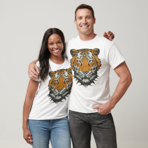 Tigerkopfstickerei-Imitation T-Shirt