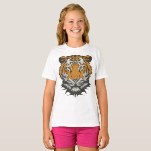 Tigerkopfstickerei-Imitation T-Shirt