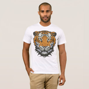 Tigerkopfstickerei-Imitation T-Shirt