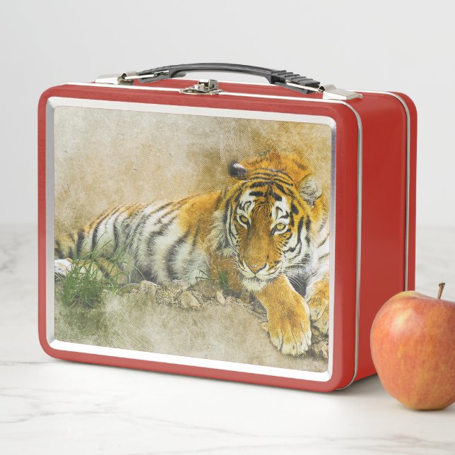 Tigermalerei Metall Brotdose (Beispiel)