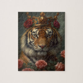 Tigermalerei mit Krone und Rose Puzzle