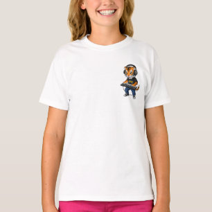 Tigermusiker-Cartoon spielt Keyboard für Kinder T-Shirt