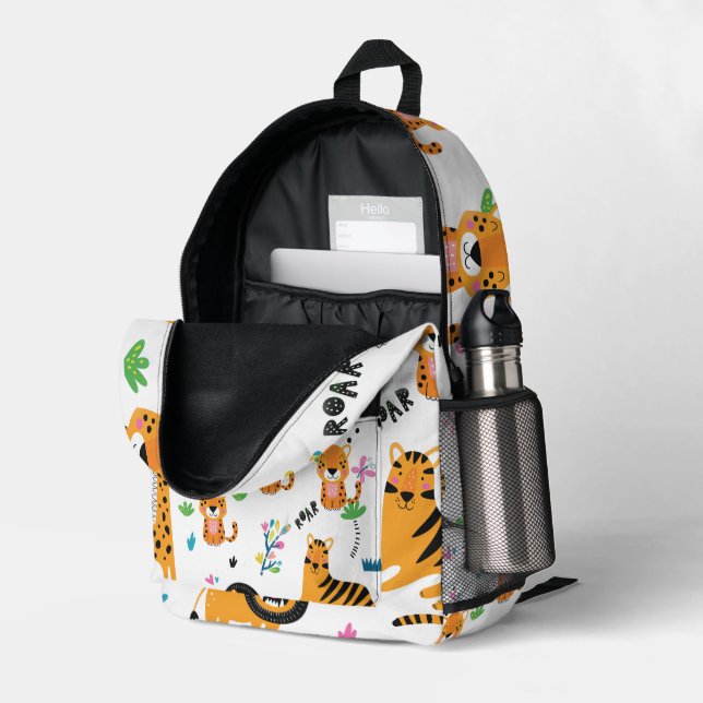 Tigermuster Bedruckter Rucksack (Rückseitige Ecke links (Offen) )