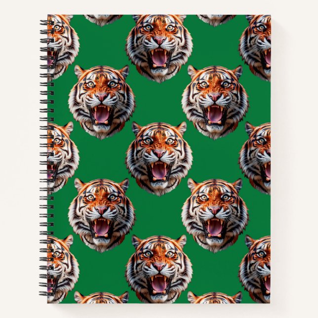 Tigermuster-Design Grün Notizbuch (Vorderseite)
