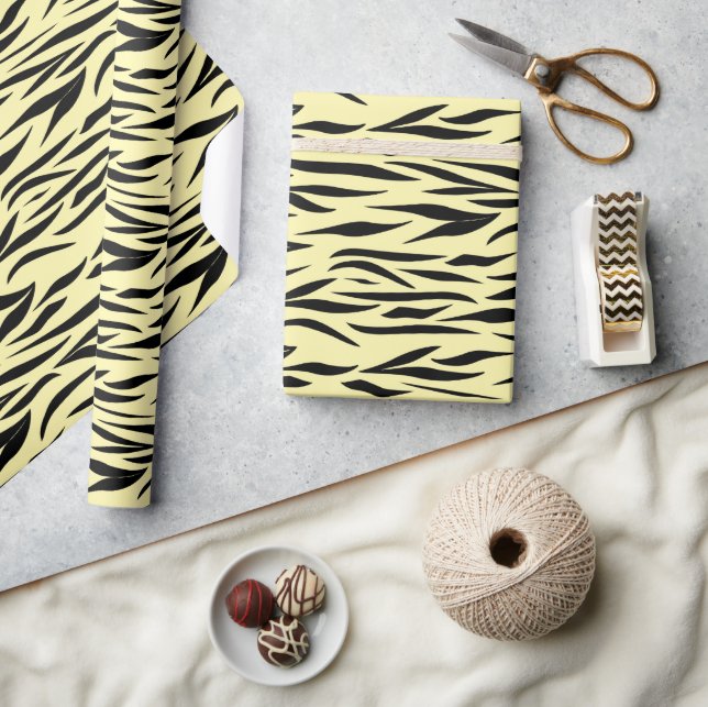 Tigermuster für Babyduschen gelb Nahtlos Geschenkpapier (Kunsthandwerk)