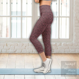 Tigermuster in Rot Capri Leggings