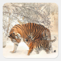 Tigermutter und Babyaufkleber