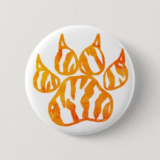 Tigerpaw mit Aquarellfarbe - Eigener Druck Button (Vorderseite)