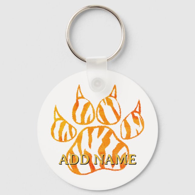 Tigerpaw mit Aquarellfarbe - Eigener Schlüsselanhä Schlüsselanhänger (Vorderseite)