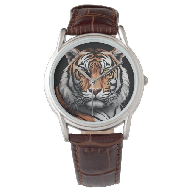 Tigerportrait Armbanduhr (Vorderseite)