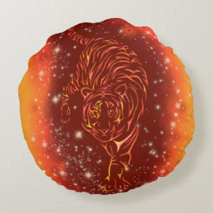 Tigerrundkissen auf Galaxy Starry Night Rundes Kissen