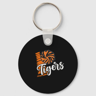 Tigers Cheer Orange Schwarz Cheerleading Schulgeis Schlüsselanhänger