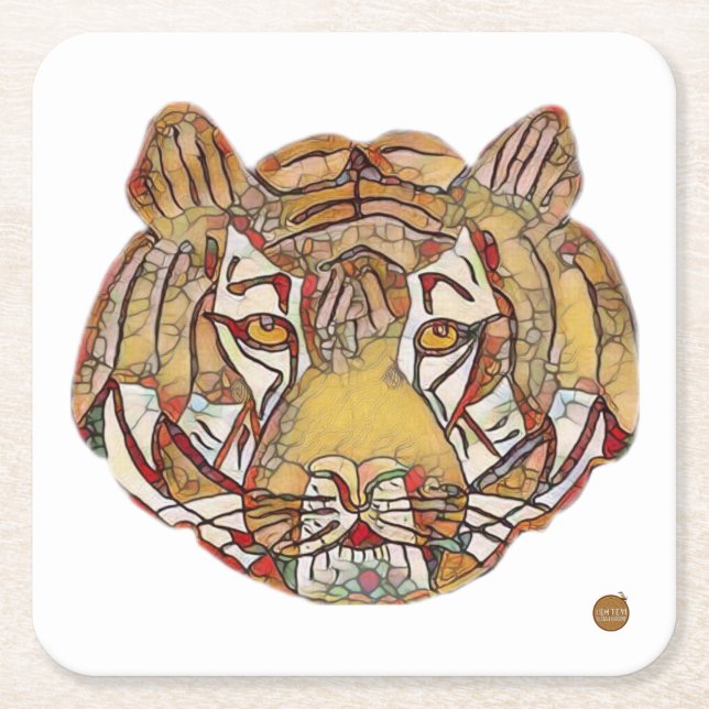 Tiger's Face Square Paper Coaster Rechteckiger Pappuntersetzer (Vorderseite)