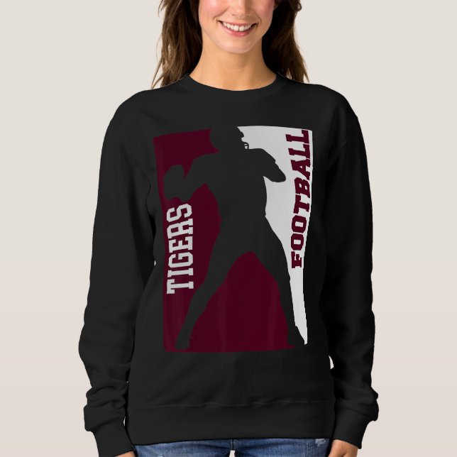 Tigers Football Silhouette Tackle Maroon White Lov Sweatshirt (Vorderseite)