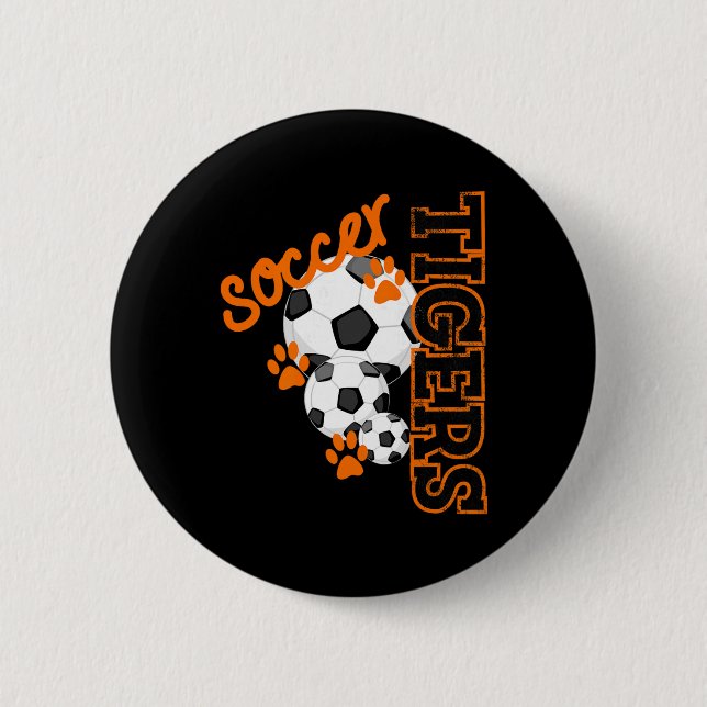 Tigers Fußball Byll Fußbyll Maskottchen Pfotenabdr Button (Vorderseite)