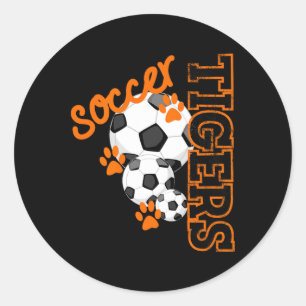 Tigers Fußball Fußball Maskottchen Pfotenabdrücke  Runder Aufkleber