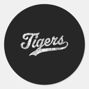 Tigers Maskottchen T-Shirt Vintage Sport Name Tee Runder Aufkleber