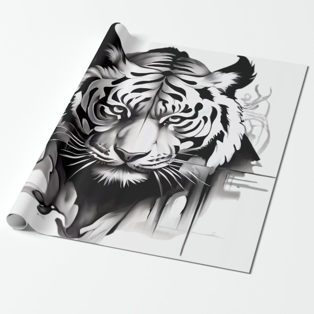 Tigers Portrait mit Atemberaubendem Design Geschenkpapier (Ungerollt)