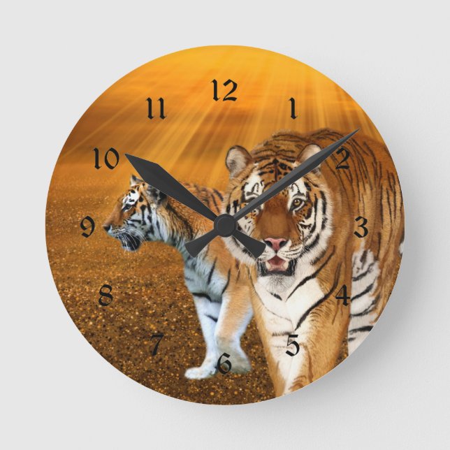 Tigers Runde Wanduhr (Vorderseite)