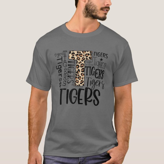 Tigers School Sports Fan Team Spirit Mascot Niedli T-Shirt (Vorderseite)