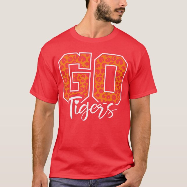 Tigers School Sports Faneam Spirit Mascot Cute Hea T-Shirt (Vorderseite)