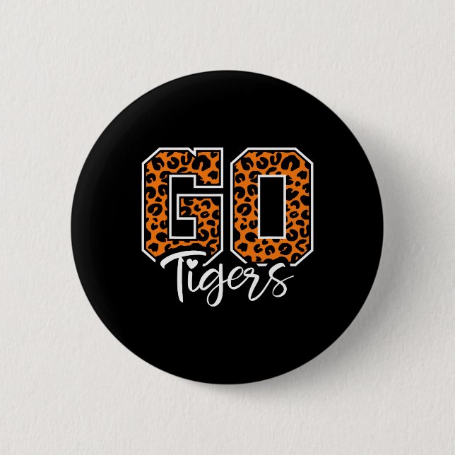 Tigers Schul Sport Fan Team Geist Maskottchen Cute Button (Vorderseite)