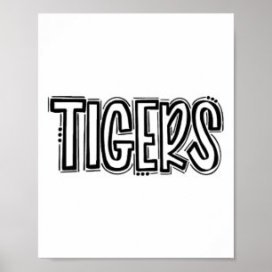 Tigers Schwung Schulgeist Orange Schwarzer Fußll S Poster