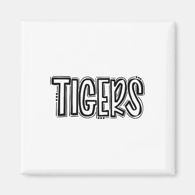 Tigers toben Schulgeist Orange Schwarzer Fuß Spo Magnet (Vorne)