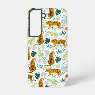Tigers & Tropische Blätter Muster Samsung Galaxy Hülle