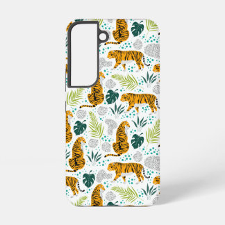Tigers & Tropische Blätter Muster Samsung Galaxy Hülle