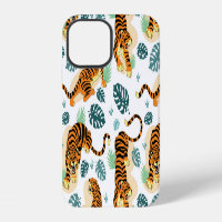 Tigers Tropische Blätter: Vintage-Illustration.