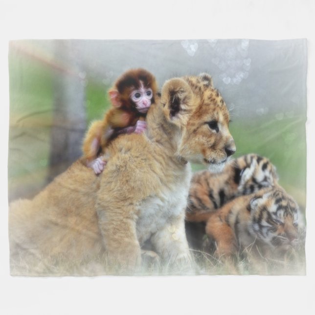 Tigers und Monkey Fleece Blanket (Vorderseite (Horizontal))